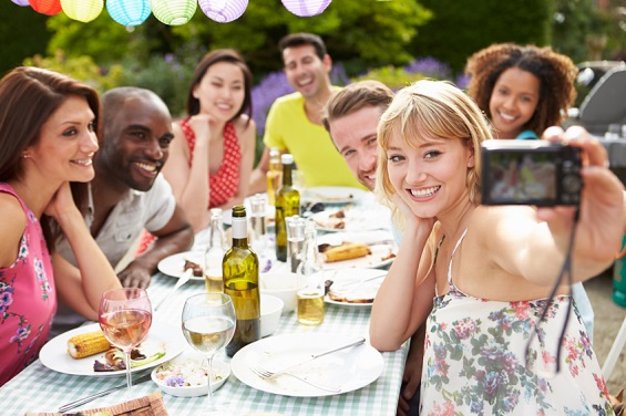 group selfie while eating