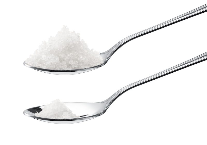 spoons with salt showing lower sodium