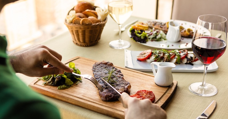 tasty or delicious umami food at table
