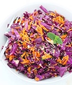 Red cabbage and carrot salad with Thai sesame dressing