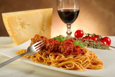 umami spaghetti with tomatoes and parmesan