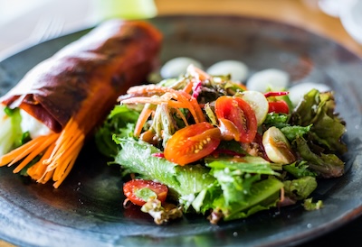 low sodium salad and wrap on plate
